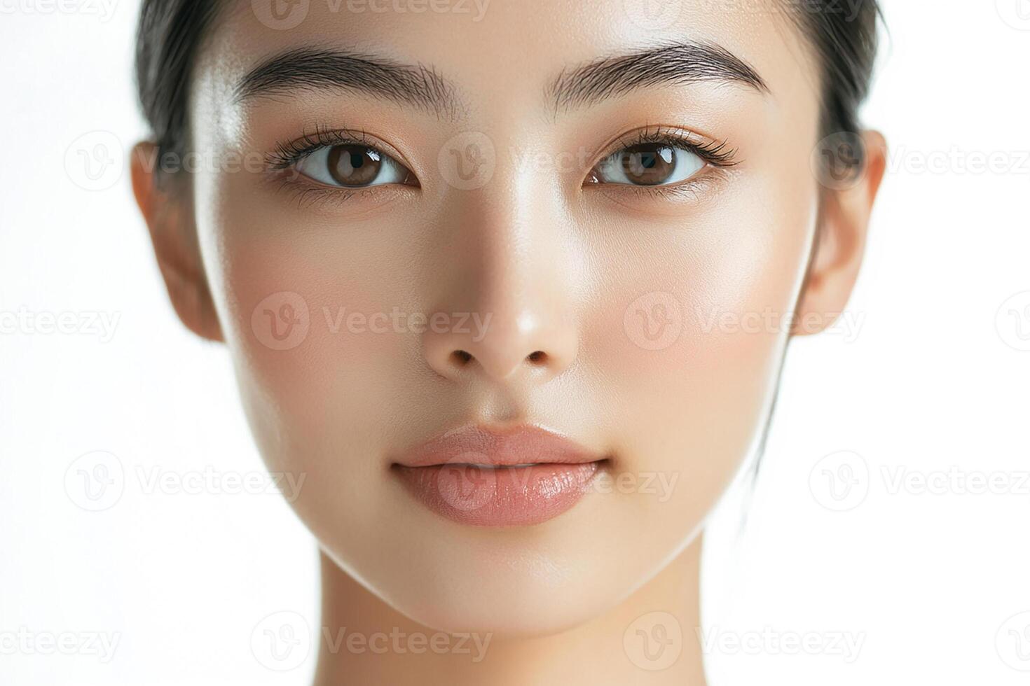 A woman with a beautiful face and a light complexion photo