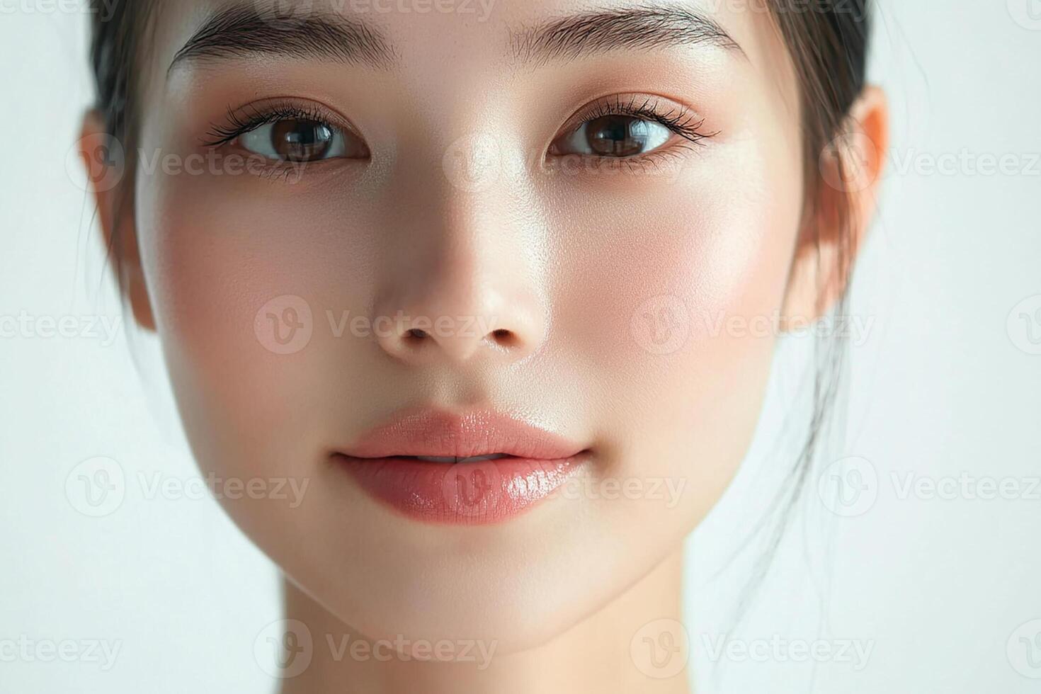 A woman with a beautiful face and a light complexion photo