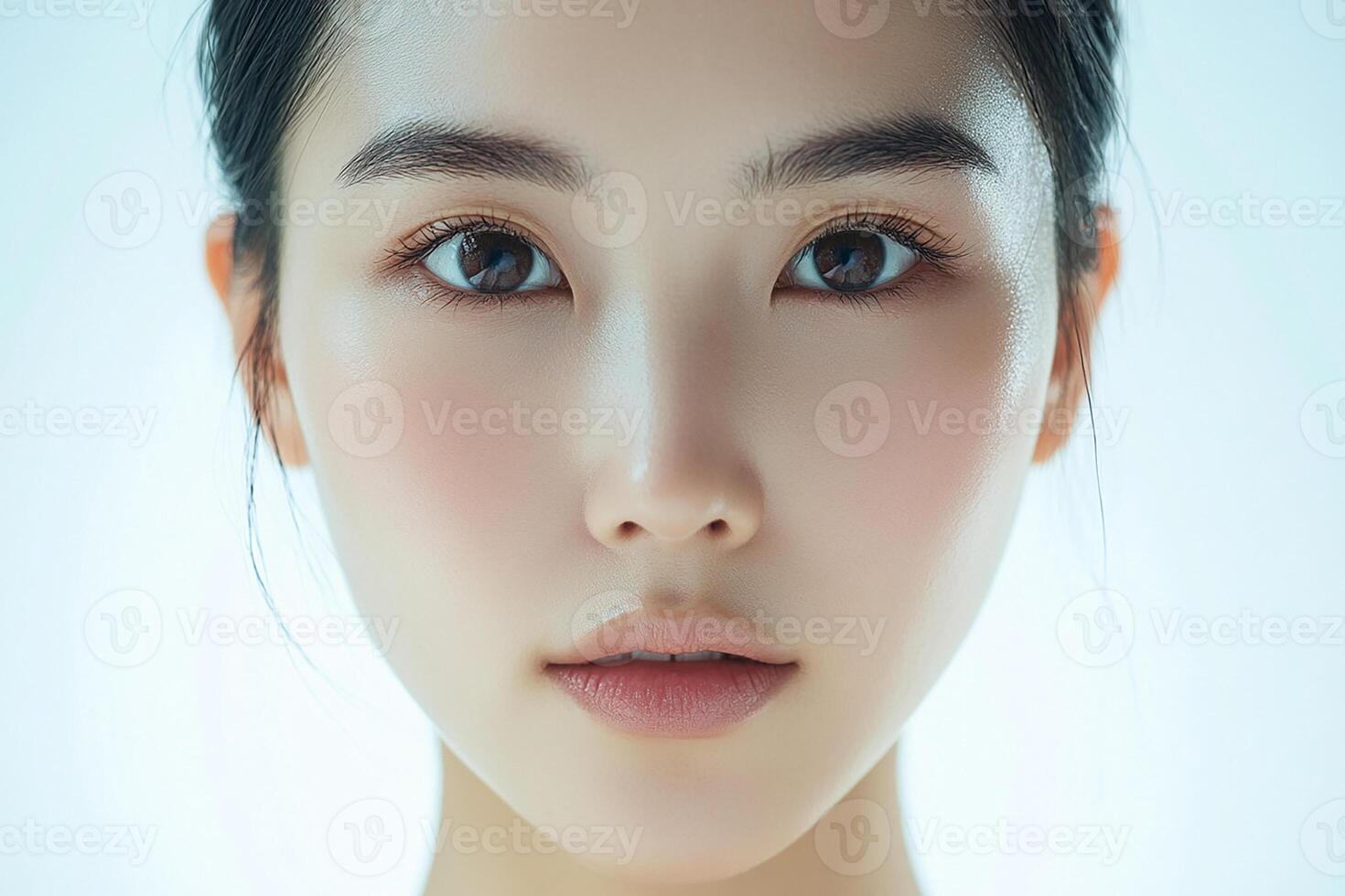 A woman with dark skin and a white background photo