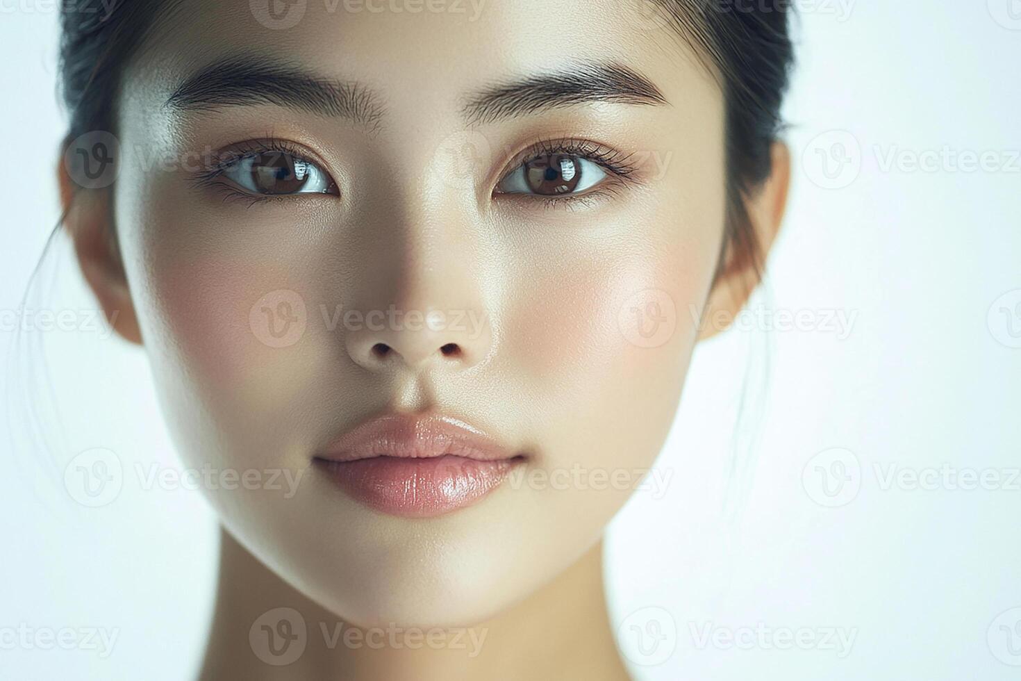A woman with a beautiful face and a light complexion photo