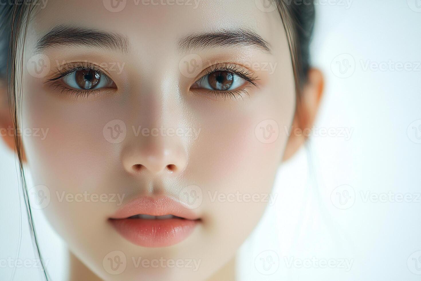 A close up of a woman's face with a big smile photo