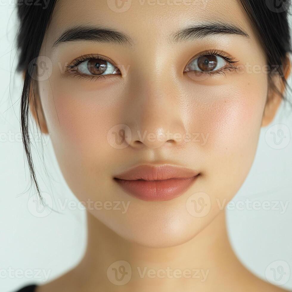A close up of a woman with a light complexion photo