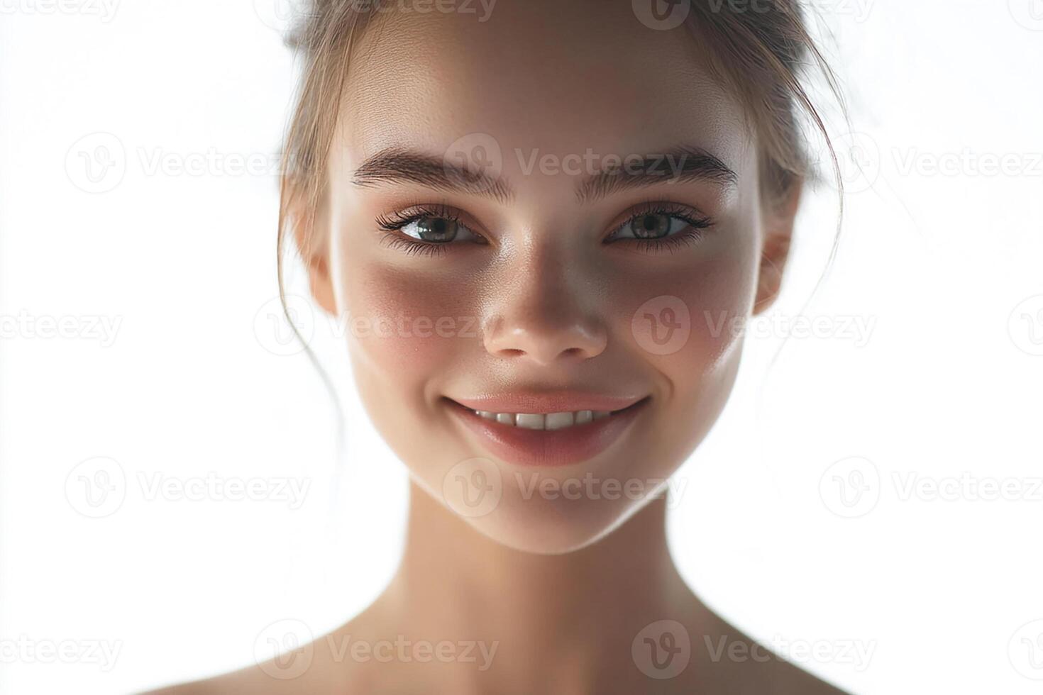 A woman with a beautiful face smiling photo