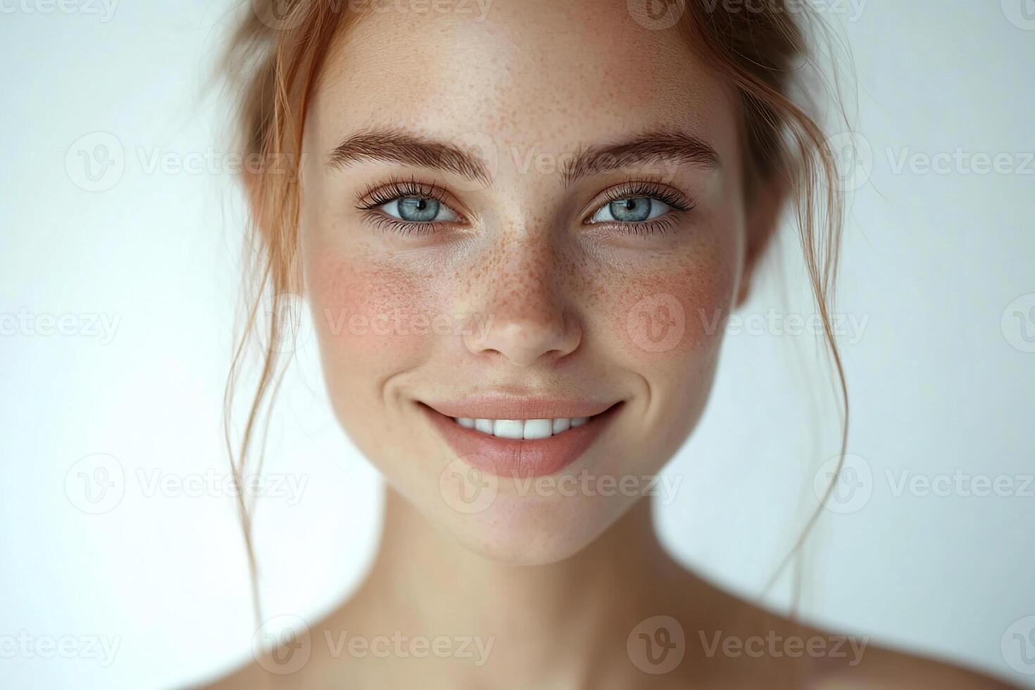 A woman with freckles on her face photo