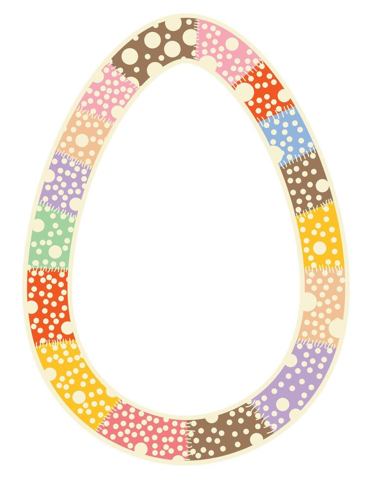 Frame funny colorful polka dots in the shape of an egg in the Easter theme vector
