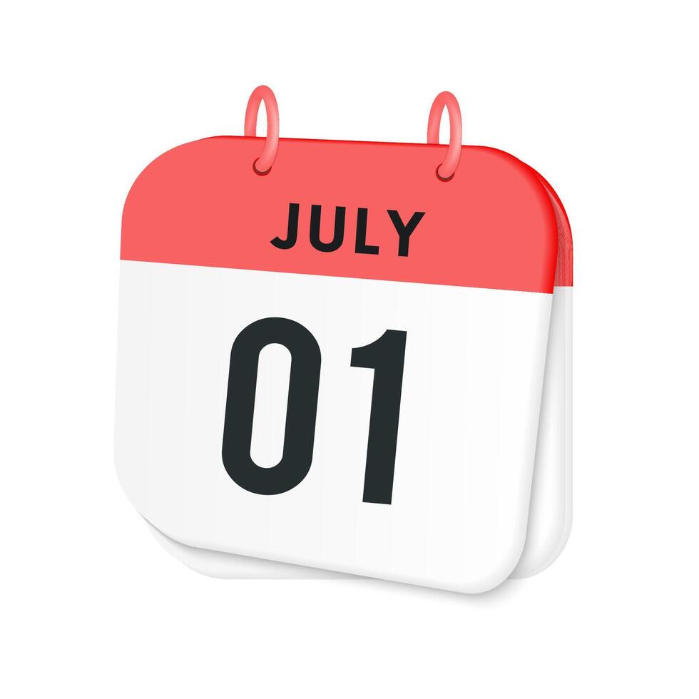 1st July daily calendar icon template. July 1 day calendar design. Single day calendar in illustration flat style. vector