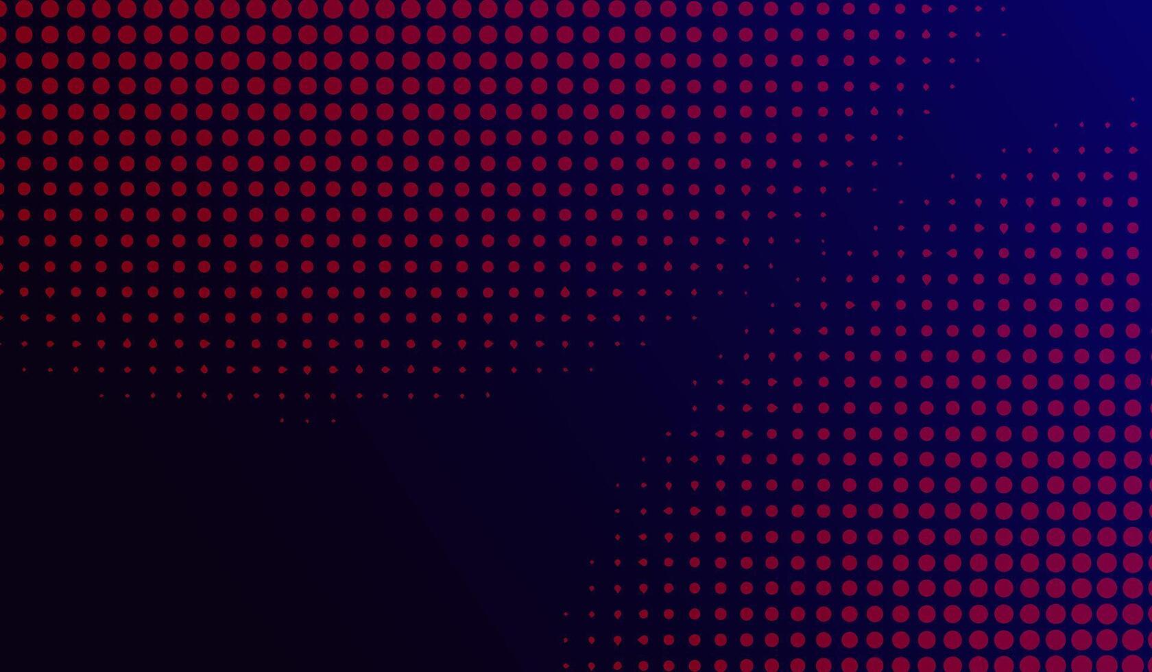 The technology abstract of digital halftone pattern consisting of red dots that gradually fade into a deep blue background. The dots are arranged in a structured gradient. illustration vector