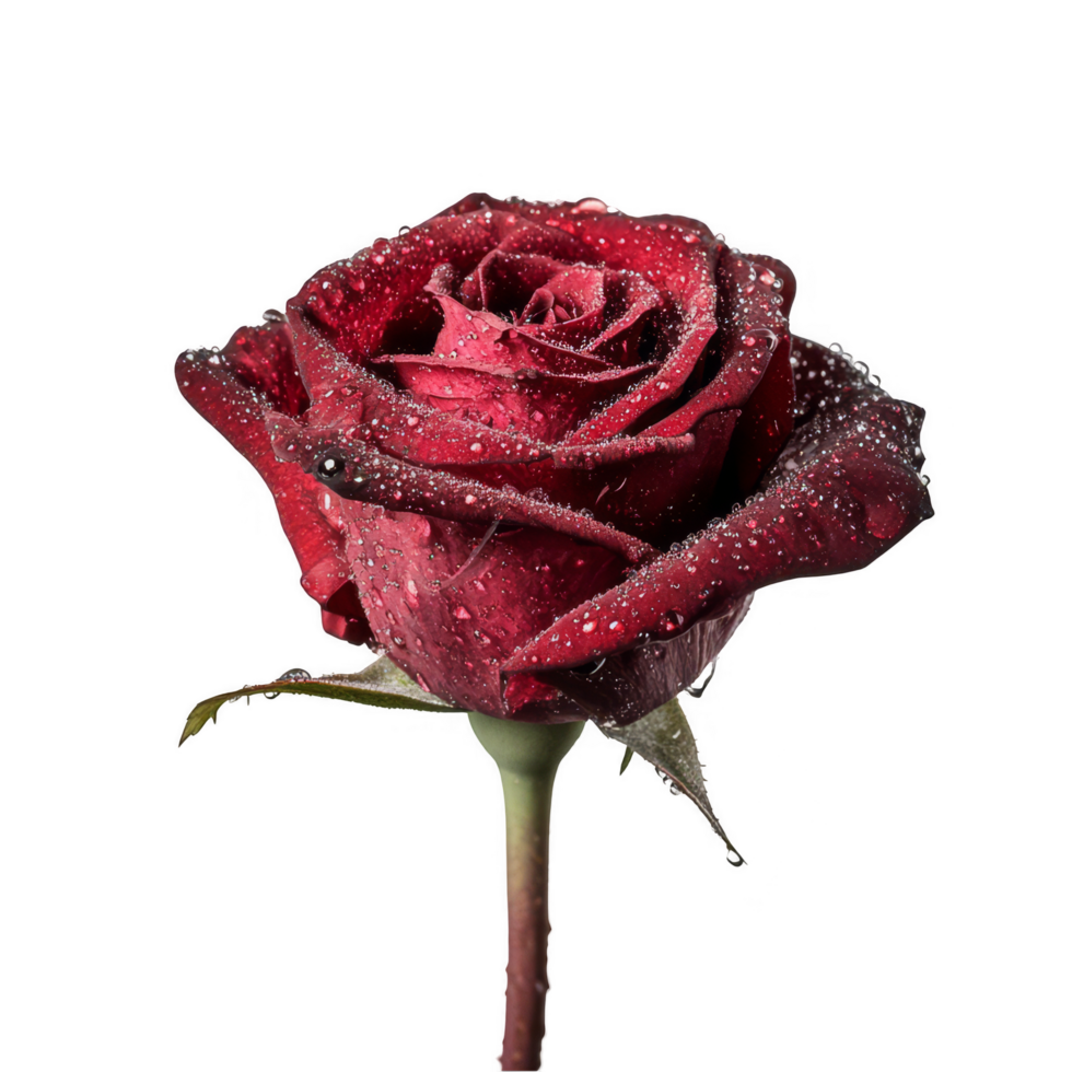 A red rose with water droplets on it png