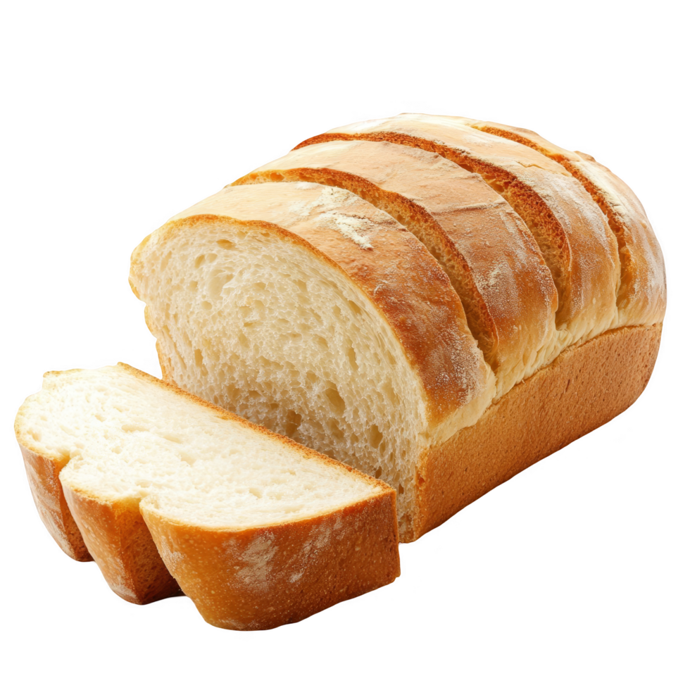 A loaf of bread is cut in half png