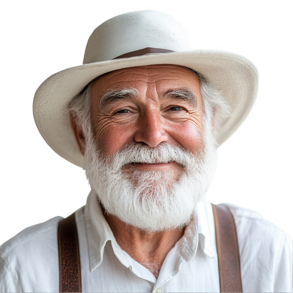 An older man with a white beard and a hat png