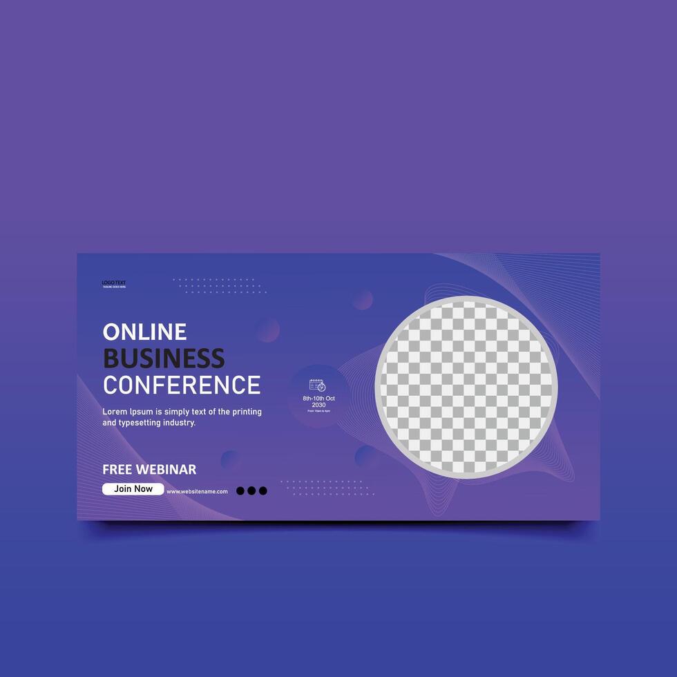 Business conference live webinar invitation or online conference banner template design. vector