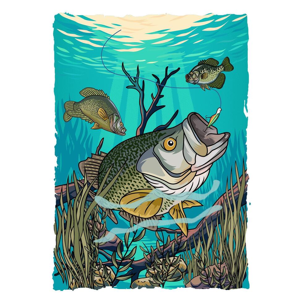 crappie fishing illustration logo image t shirt vector