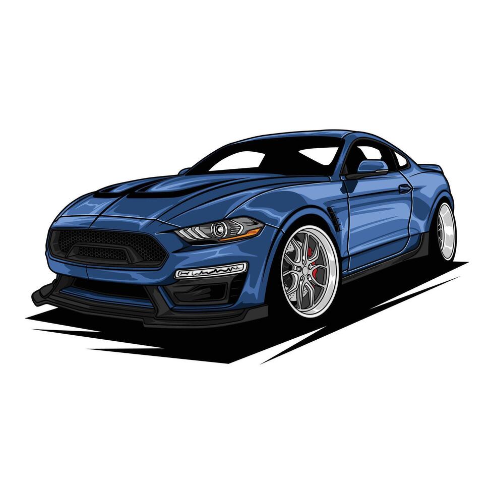 Perspective view Blue Shelby illustration for conceptual design vector