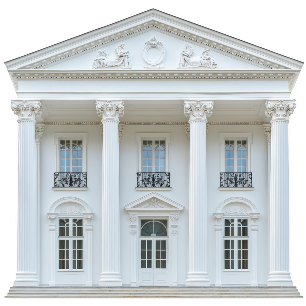 A large white building with columns and pillars png