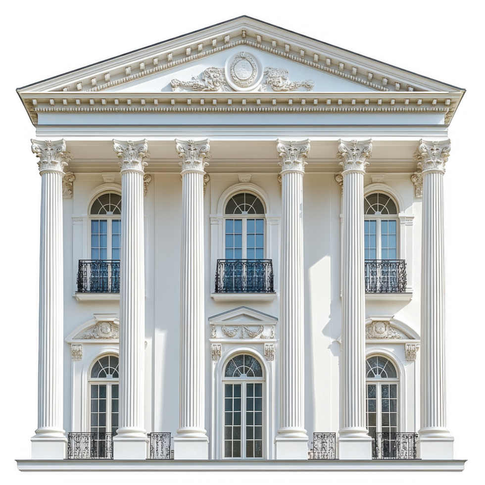 A large white building with columns and balconies png