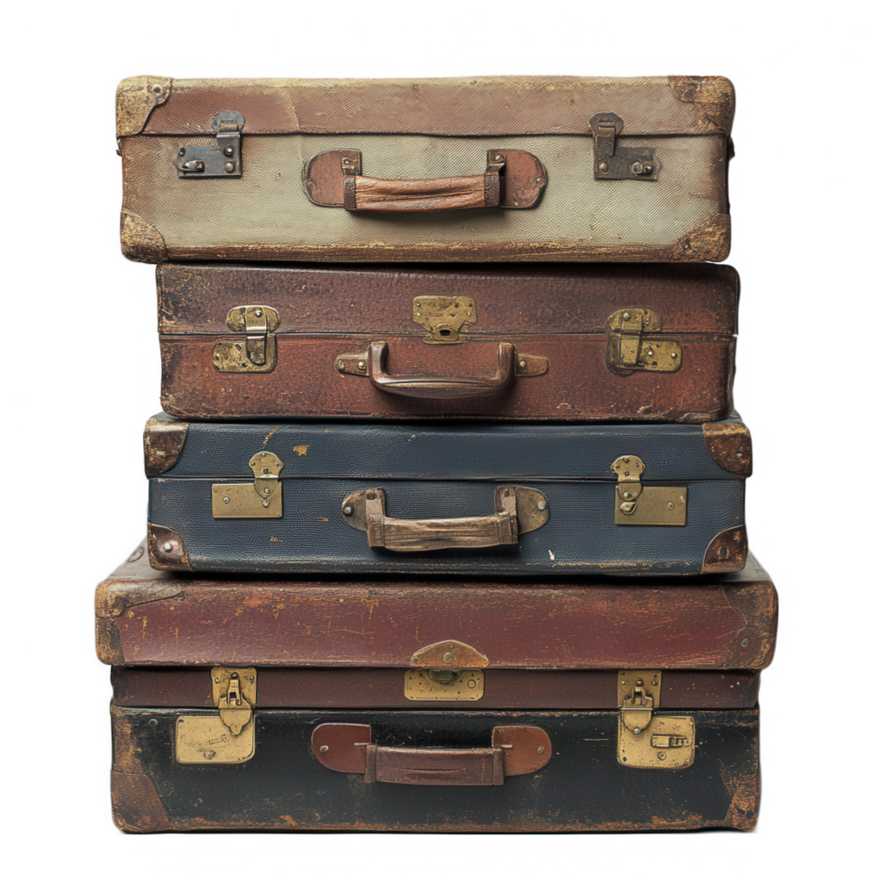 A stack of old suitcases png