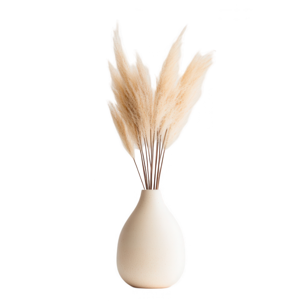 A white vase with some brown flowers in it png