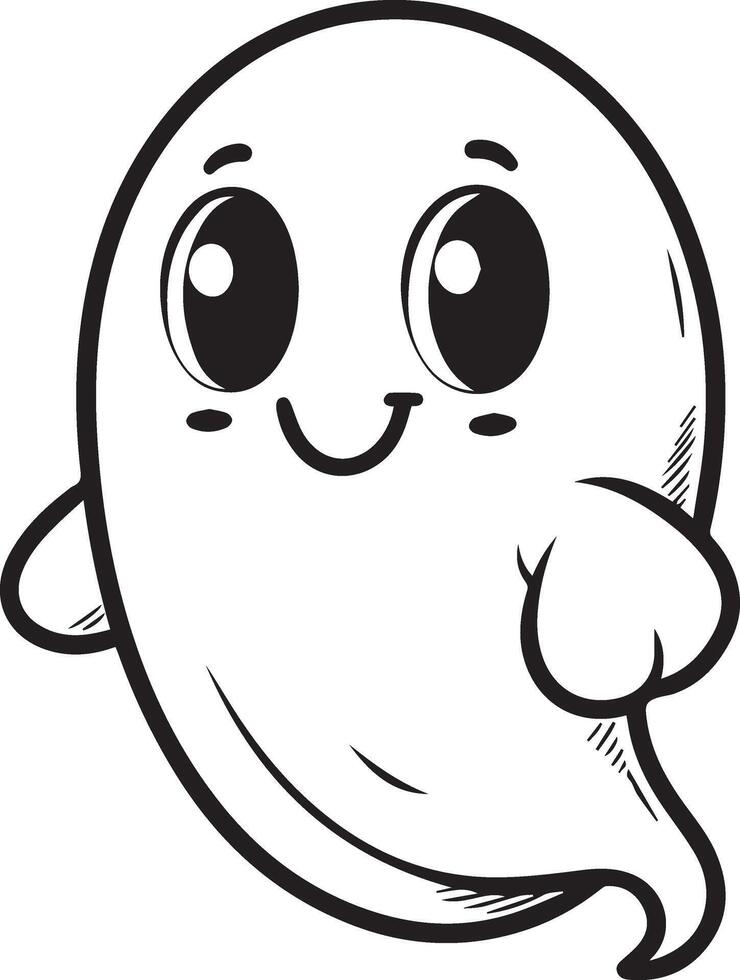 A cartoon ghost with big eyes and a smile vector