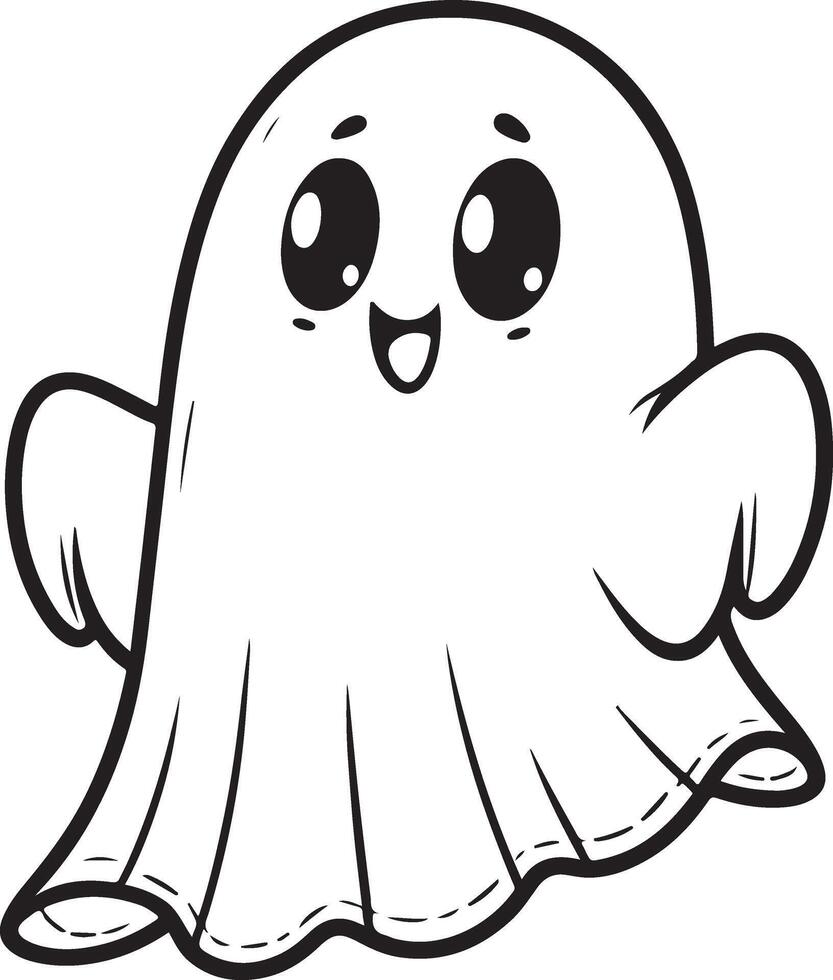 Cartoon Ghost outlined for coloring book isolated on a white vector