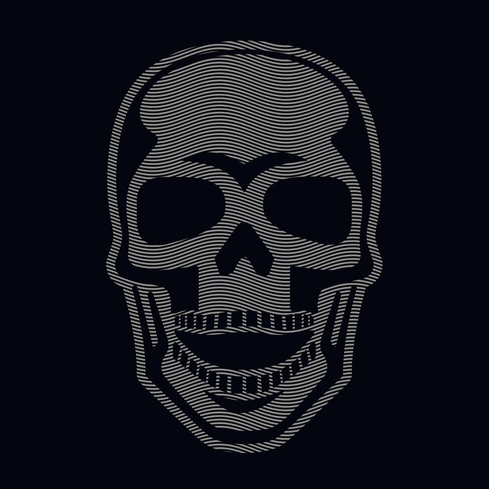 the skull in graving style vector