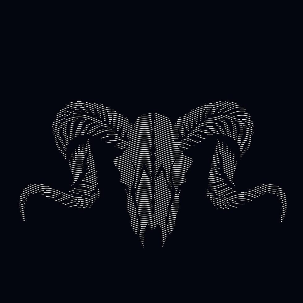 Skull of ram in graving style vector
