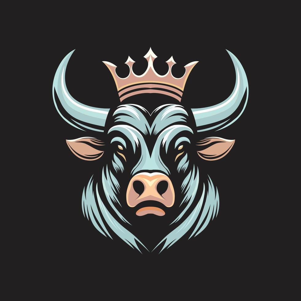 Regal Bull with Crown, A Symbol of Strength and Royalty vector