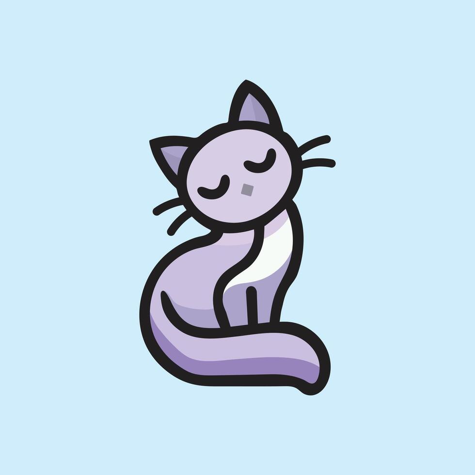 Cute Cat Relaxing Logo Design vector