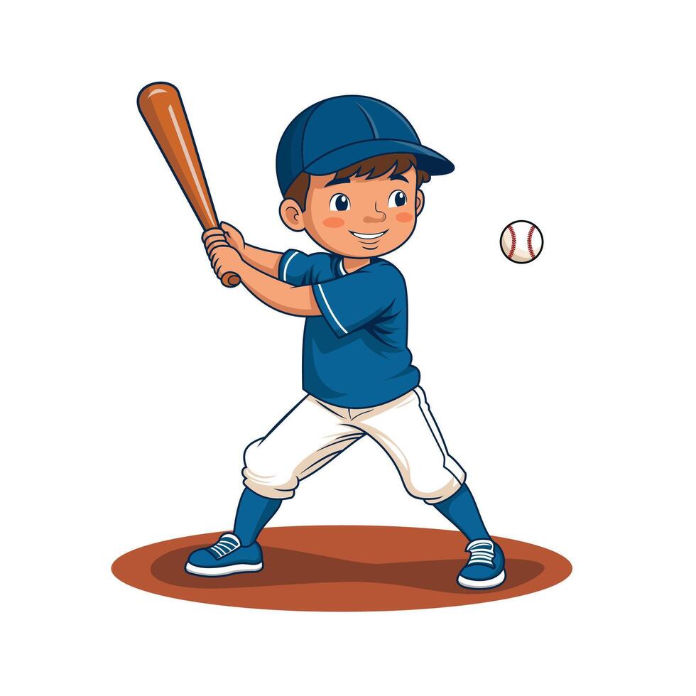 boy playing baseball illustration vector