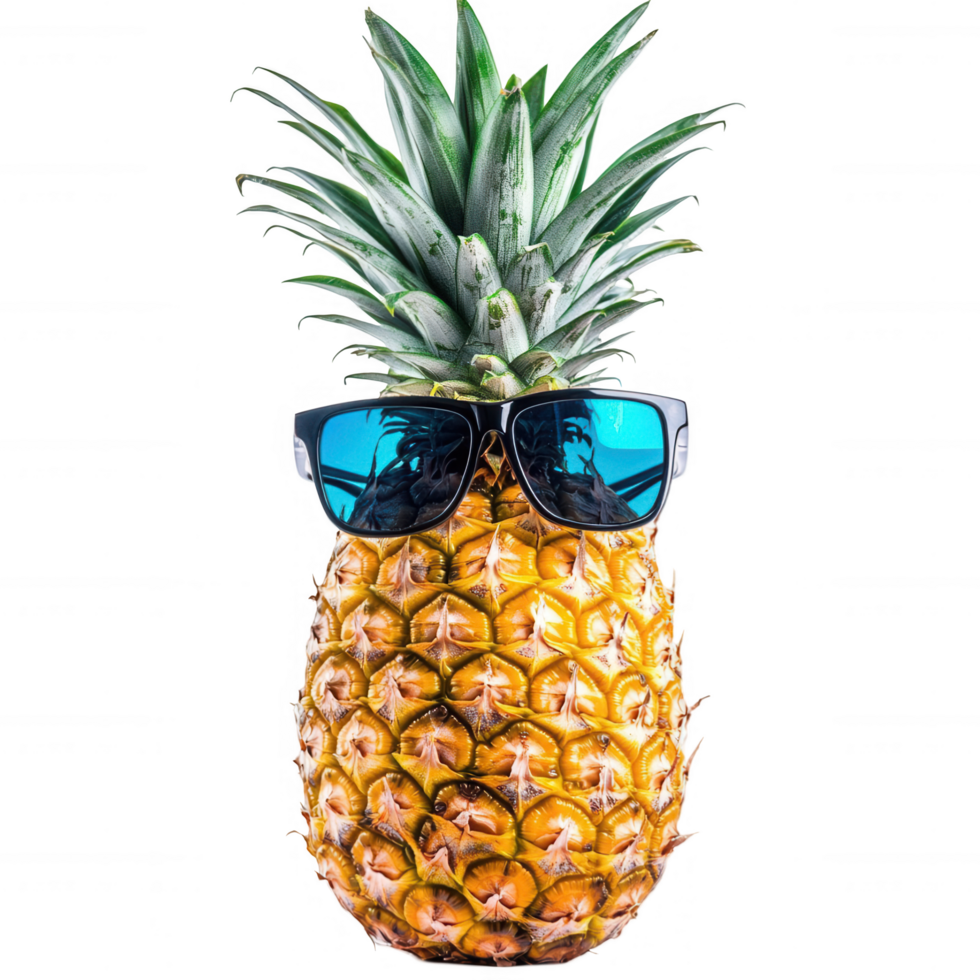 A pineapple with sunglasses on it png
