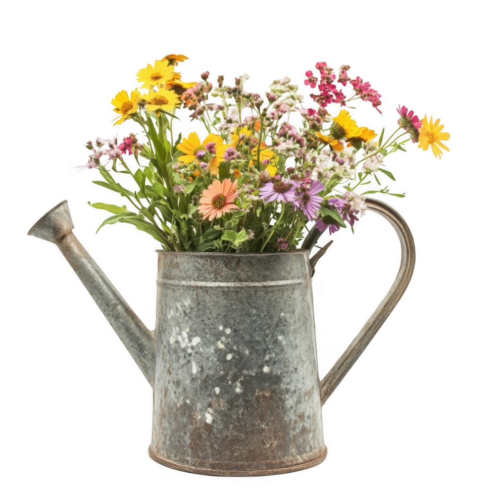 A watering can with flowers in it png