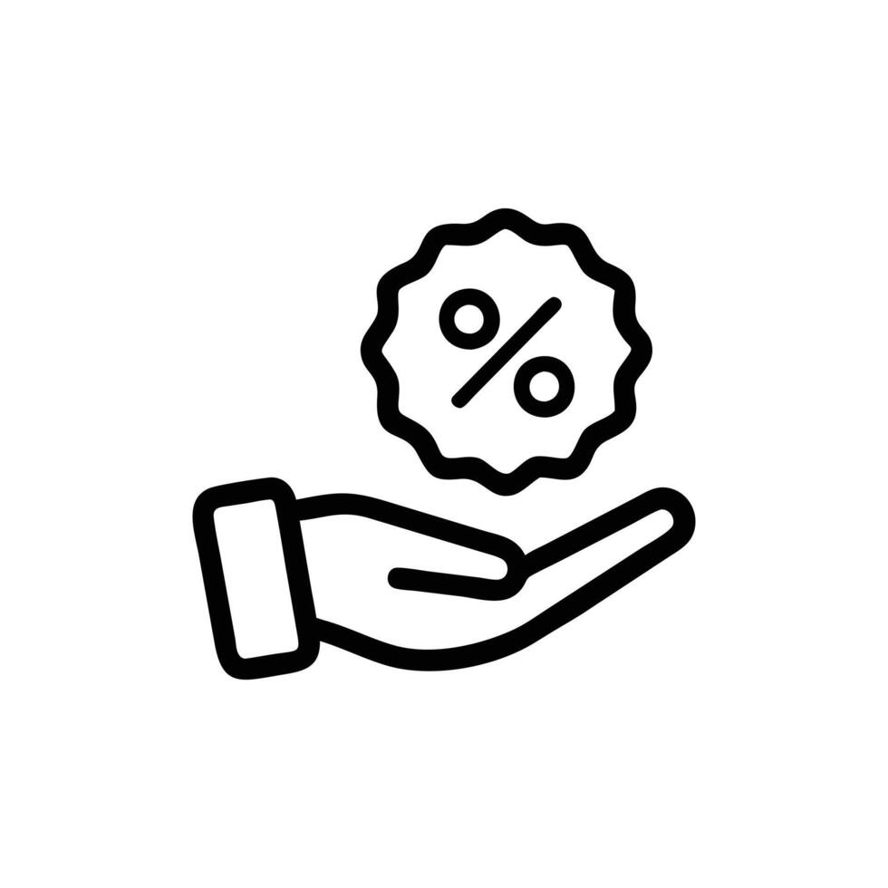 Percentage on hand icon vector
