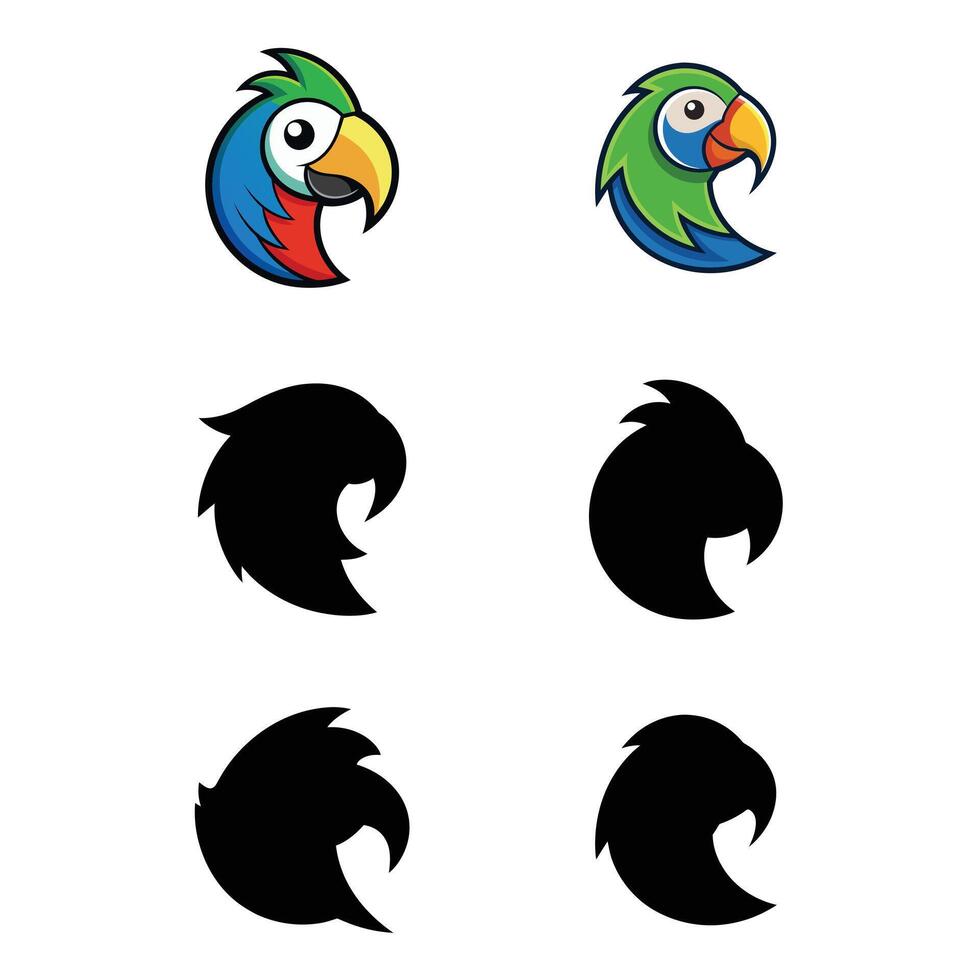 Parrot illustration set vector