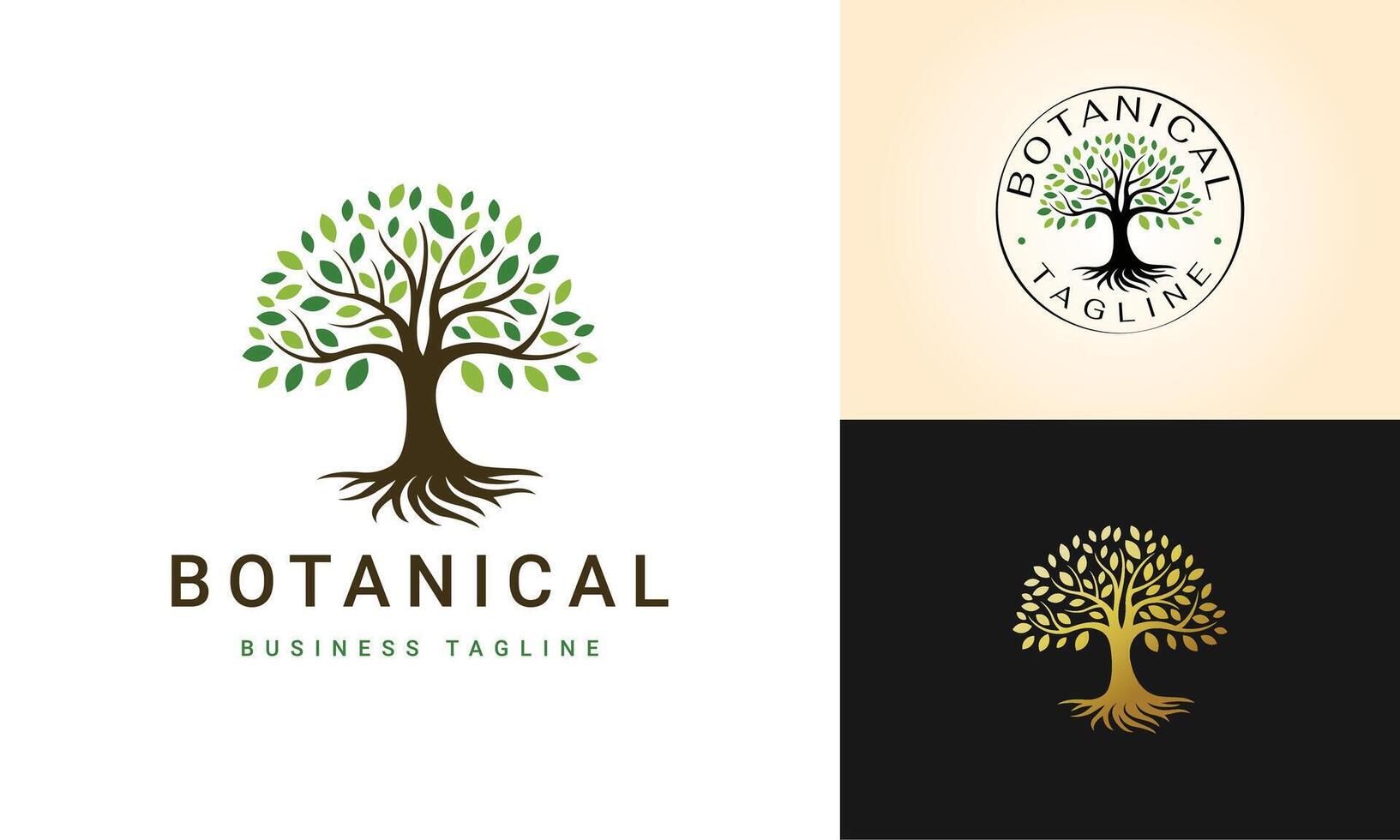 Natural Oak Tree Logo Nature Roots Growth Logo Design Template vector