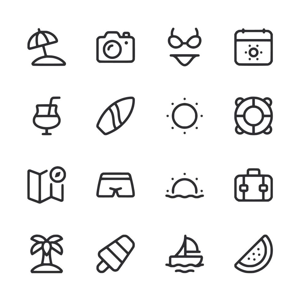 Collection of icons for summer activities vector