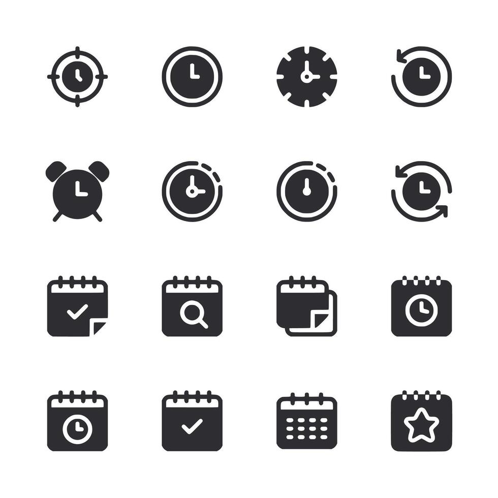 Monochrome icons of calendar vector