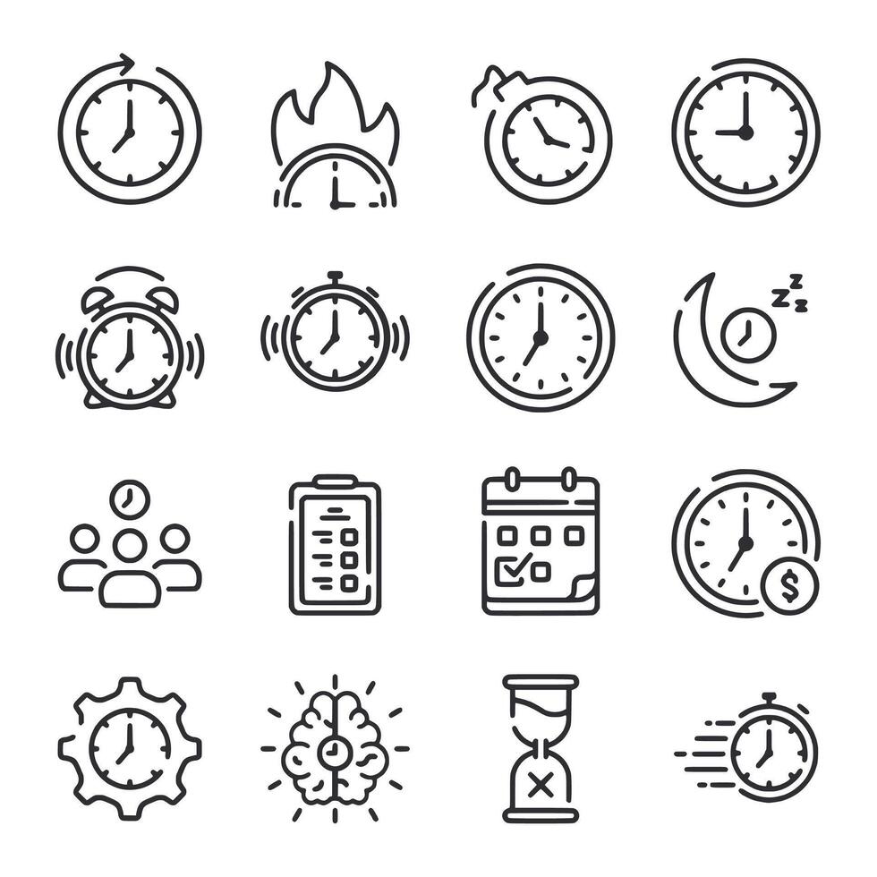 Set of clocks icons in various style vector