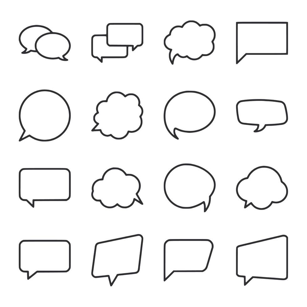 Set of white speech bubbles with different shapes and sizes vector
