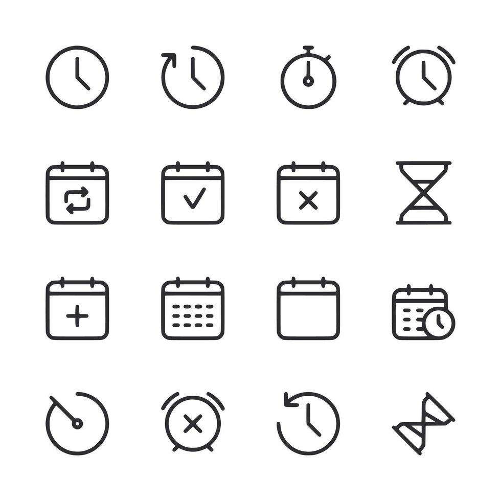 Collections of time and calendar icon vector