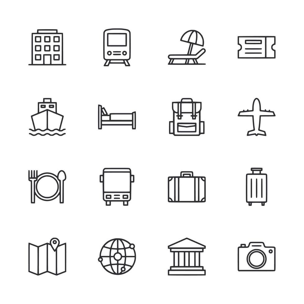 Set of icons for travel and transportation vector