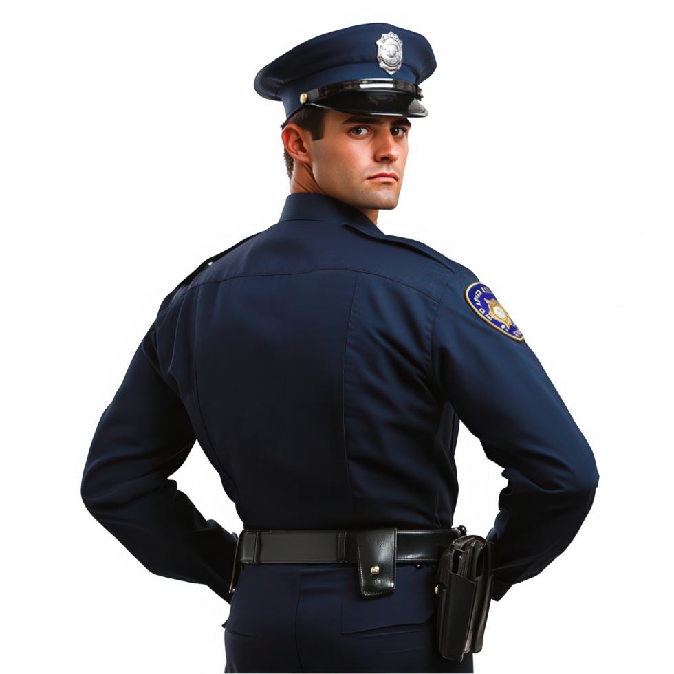 A police officer standing with his hands on his hips png