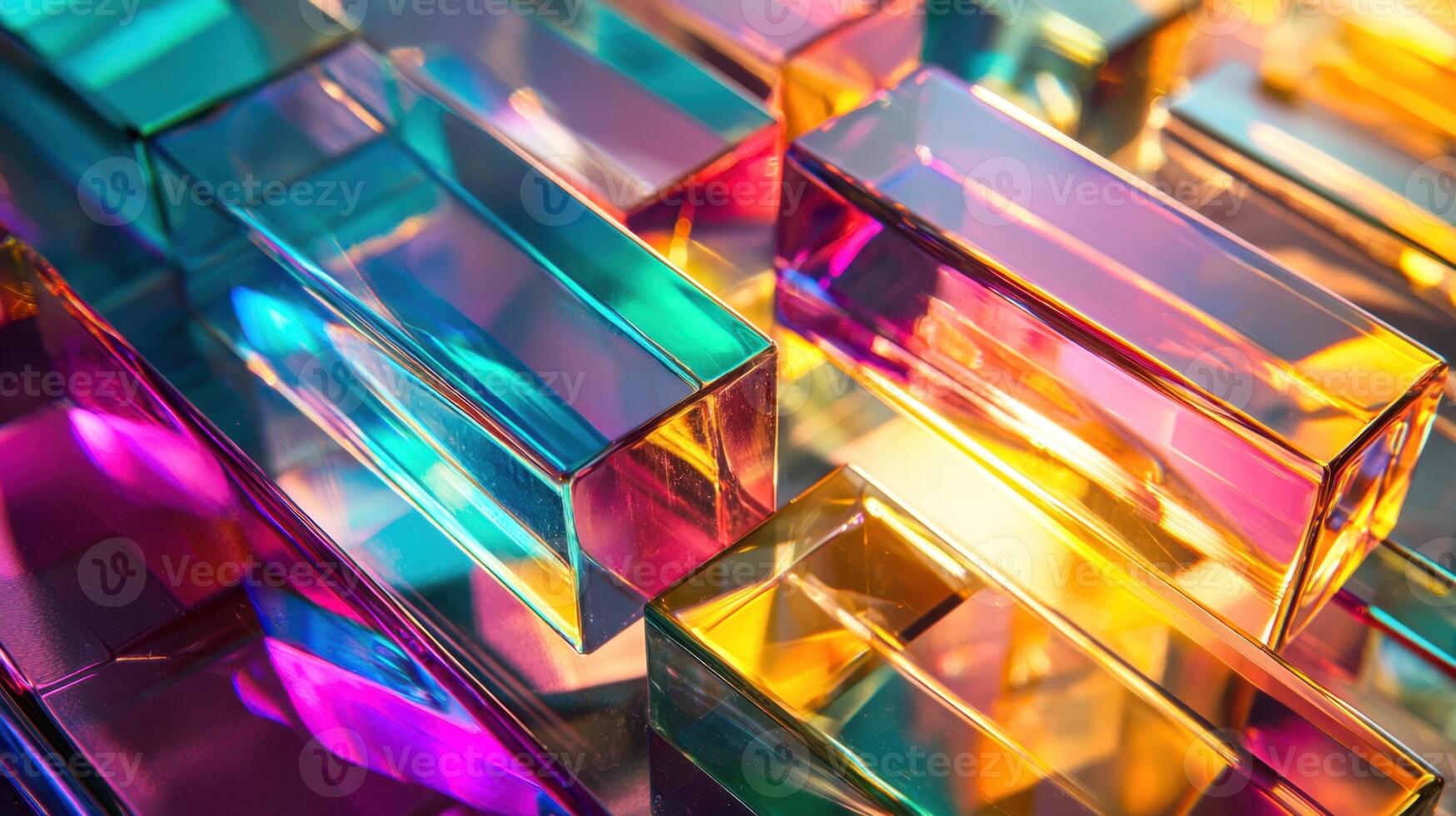 Colorful glass blocks are arranged in a pattern photo