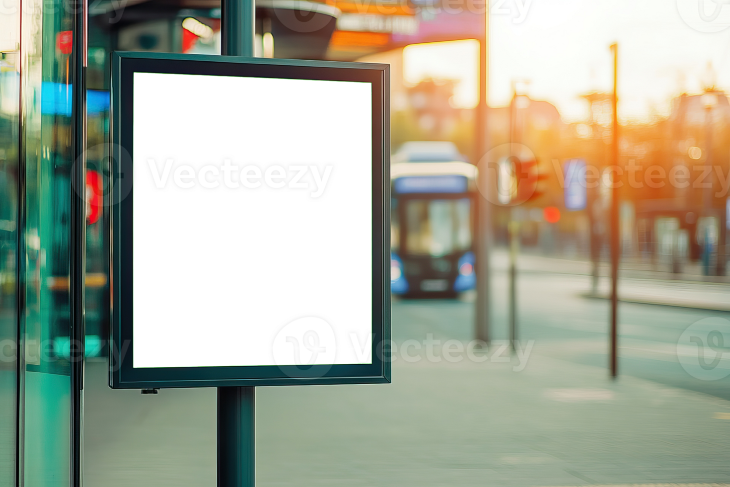 A blank billboard on a street corner png