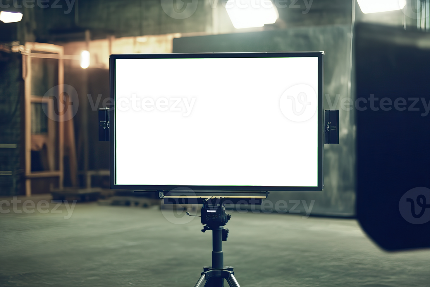 A green screen in a studio with a tripod png