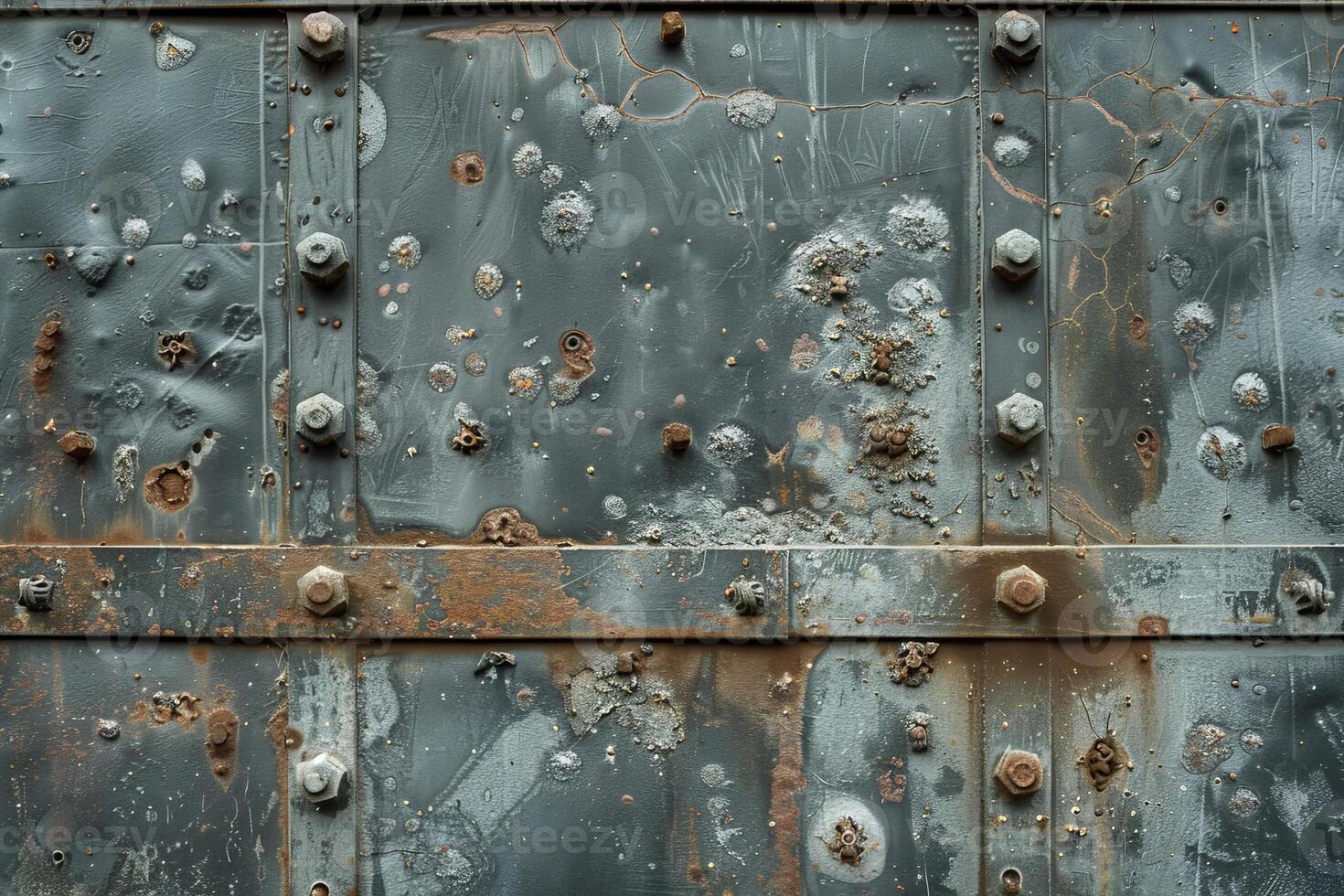 A rusty metal door with rivets and rivets photo