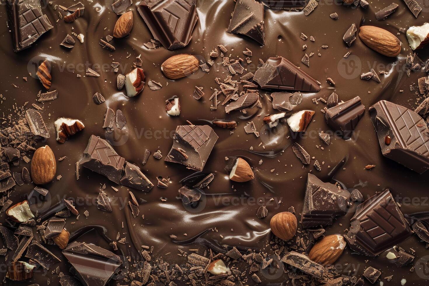 Chocolate bar with nuts and chocolate on a dark background photo