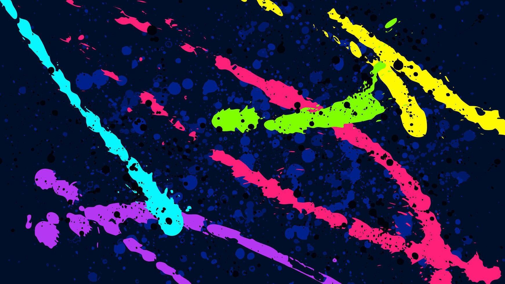 Dark abstract background splashed with neon colors all over. vector