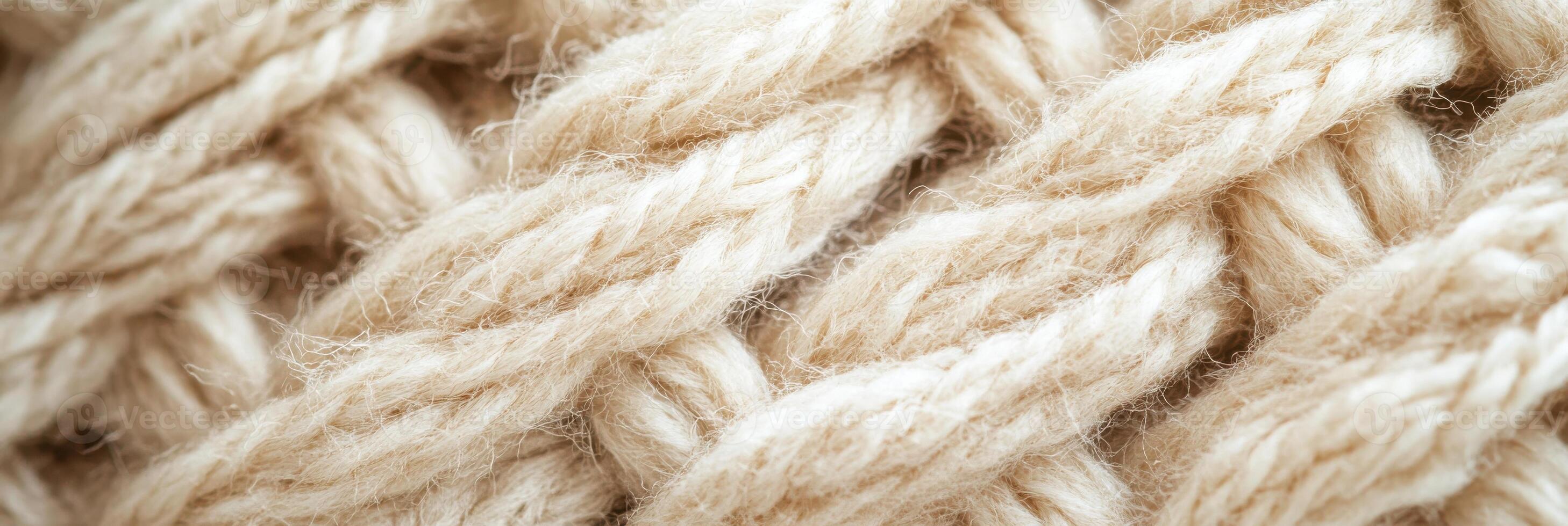 Close-up of thick braided natural fiber rope texture for background or pattern photo