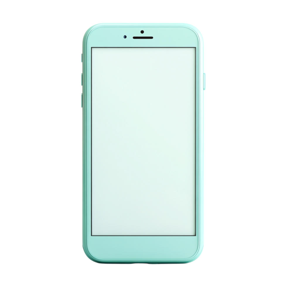 a mint green iphone on a transparent background png