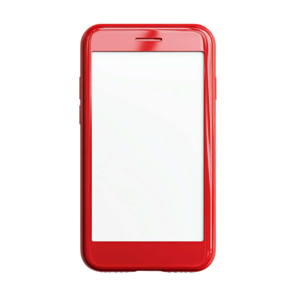 red smartphone with blank screen on a transparent background png