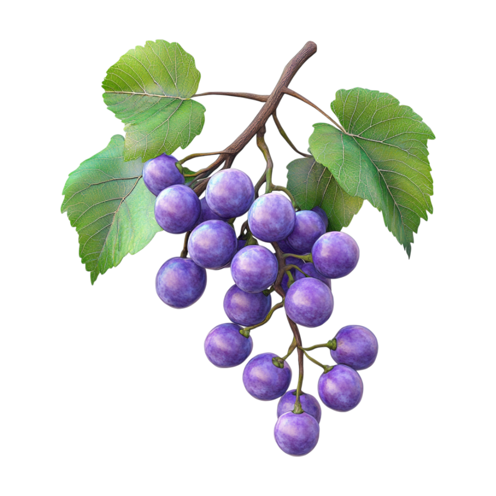 grapes on a branch with leaves png